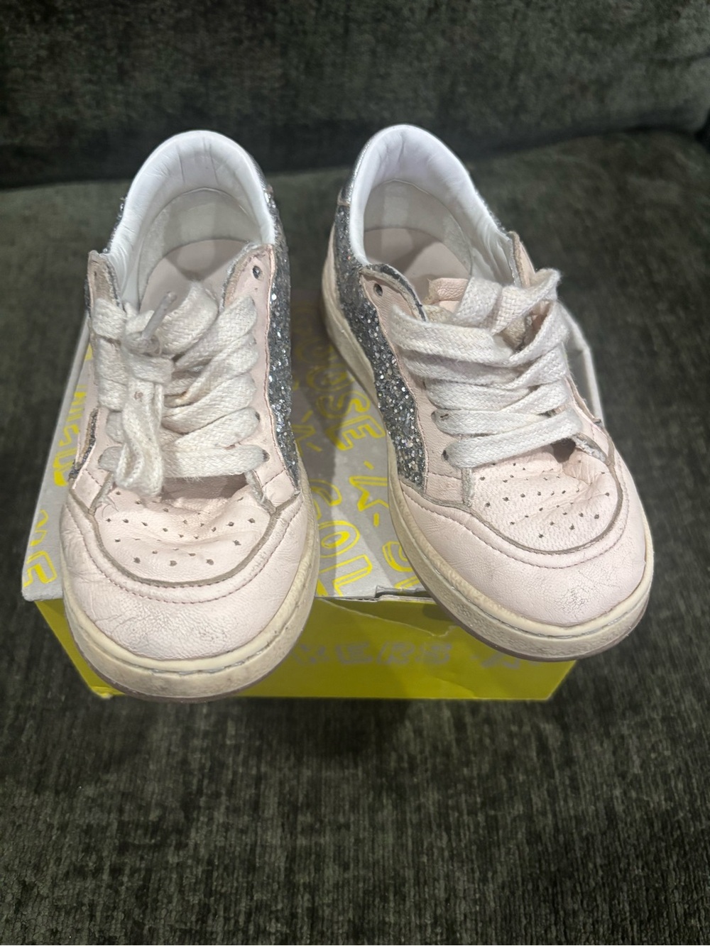Golden Goose Kids Glitter Sneakers Size 27 /US10 Made in Italy Pink/Silver - Picture 7 of 9